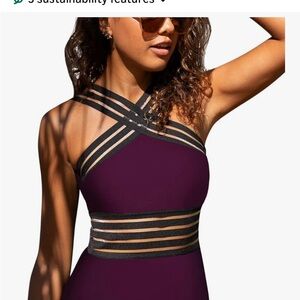 Strappy Cross-Front Purple One-Piece Swimsuit